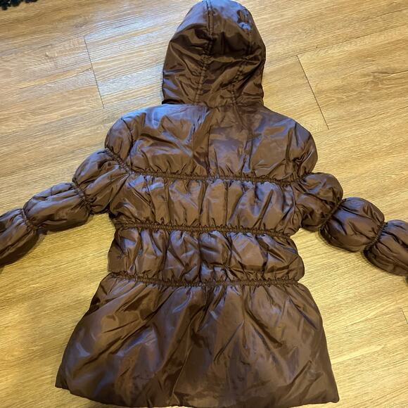Girls brown "puffy " lined jacket - Picture 4 of 5